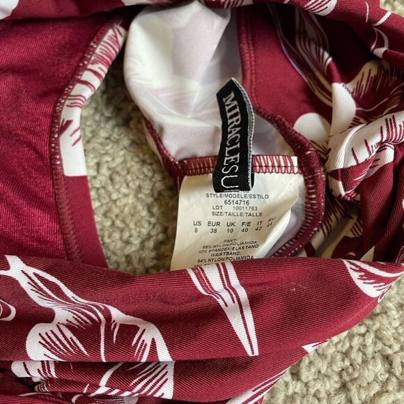 Miraclesuit Flattering & Supportive Burgundy Tropical Bikini - Picture 8 of 8